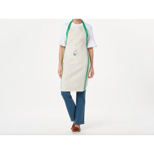 Charles Gallen Woven Linen Apron with Embroidery Lily